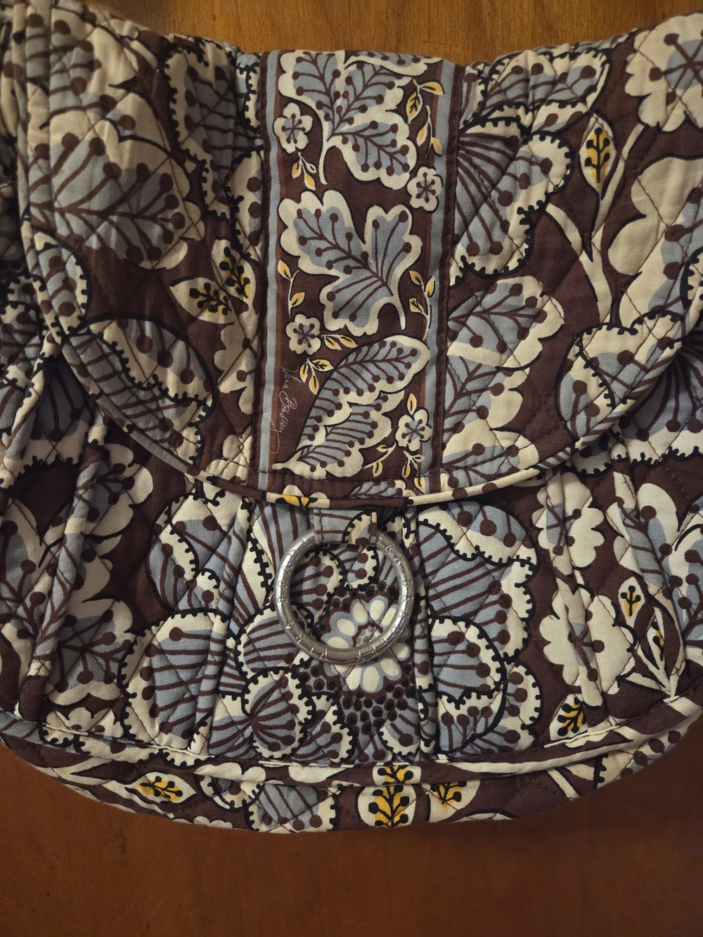 Vera Bradley Brown Floral Quilted Crods Shoulder Purse